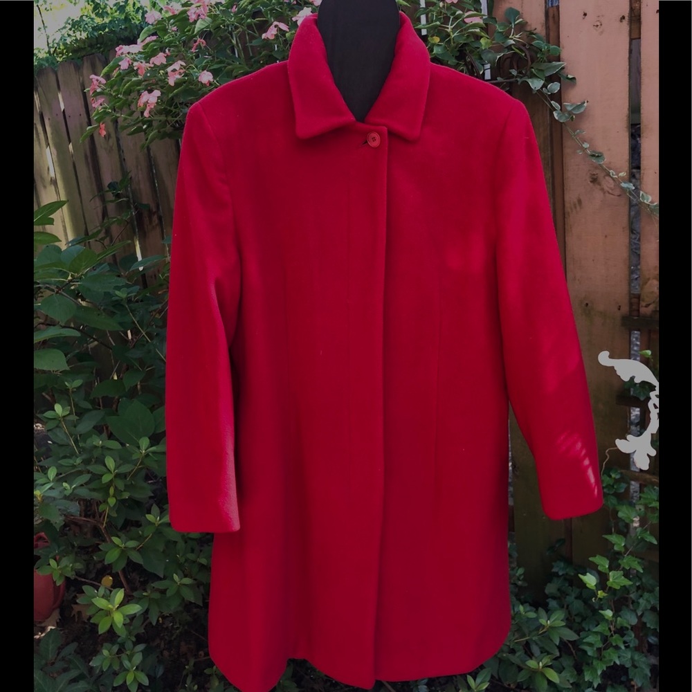 ❤️💄🇺🇲GORGEOUS Regency Lambs Wool Red Knee Length Coat belted